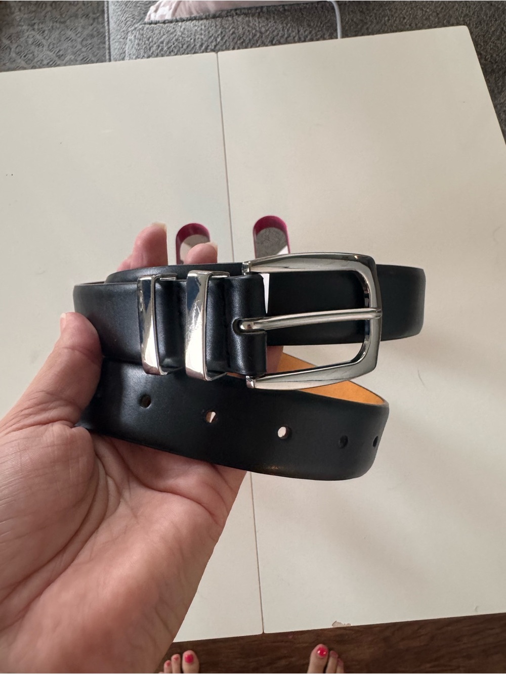 Target Black Leather Belt with Silver Buckle
